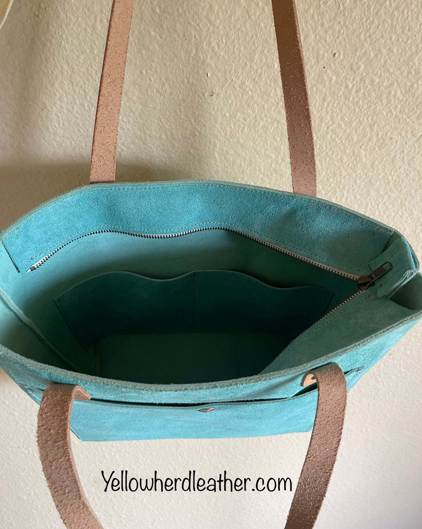 Aqua Rough-Out Classic Leather Tote