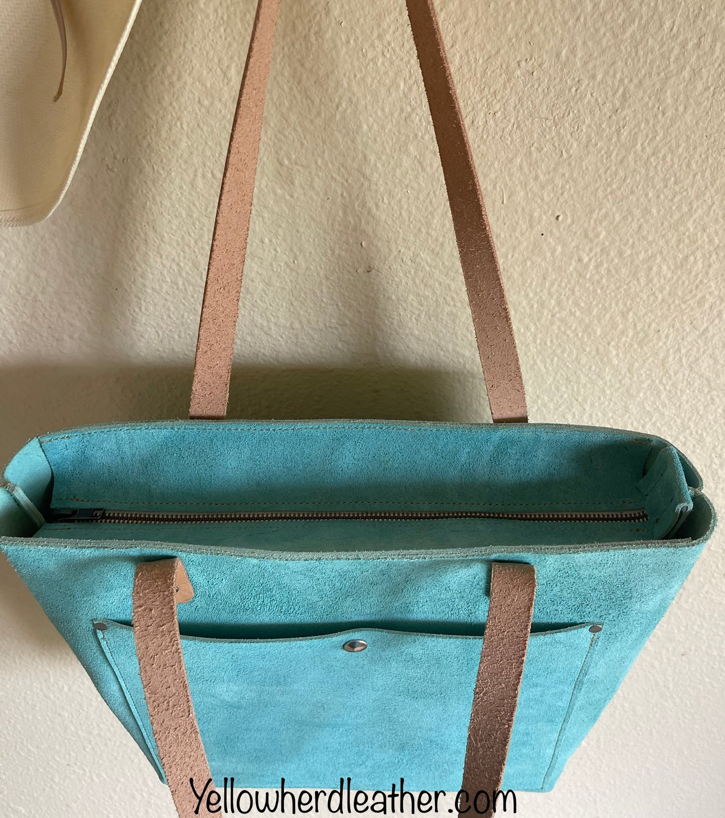 Aqua Rough-Out Classic Leather Tote