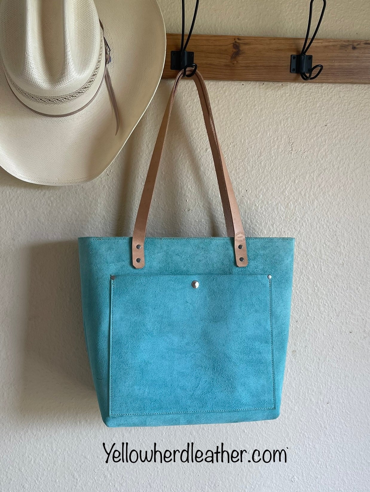 Aqua Rough-Out Classic Leather Tote