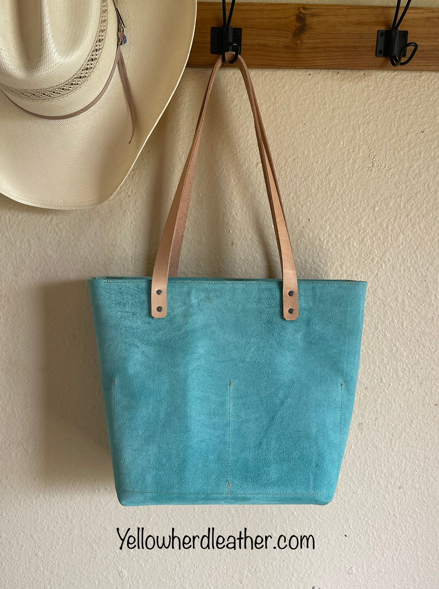 Aqua Rough-Out Classic Leather Tote