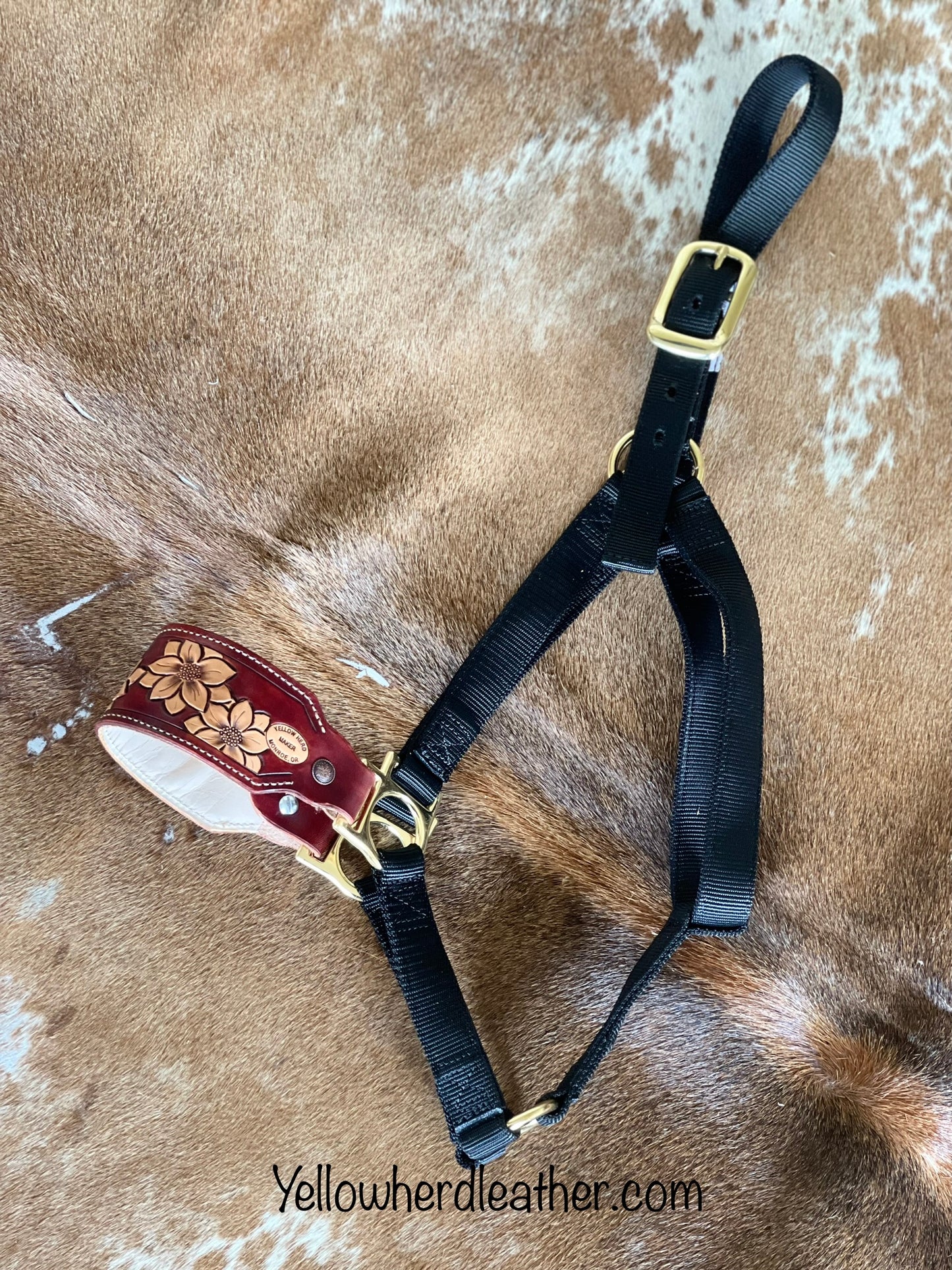 "Sunflower City" Noseband on Black Halter