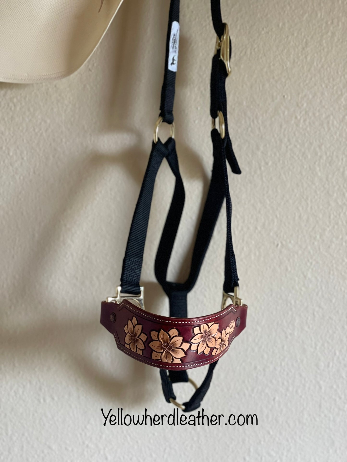"Sunflower City" Noseband on Black Halter