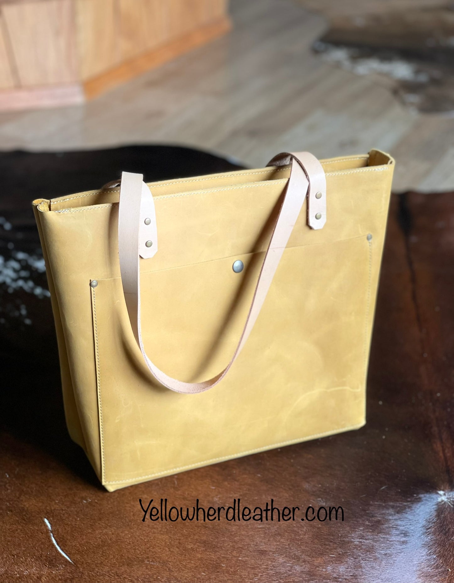 Yellow Classic Leather Tote