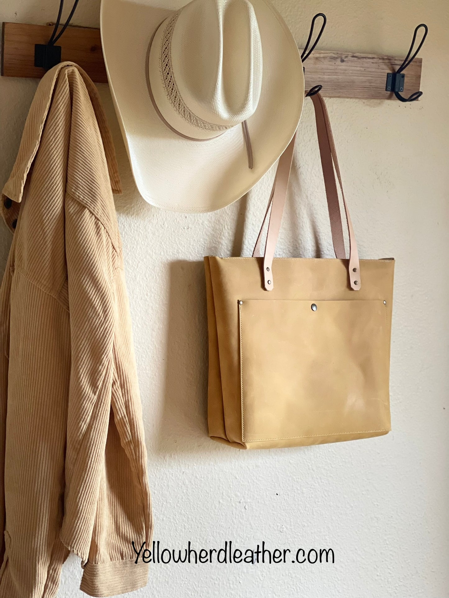 Yellow Classic Leather Tote